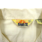 90s SUN II Box Cuban Shirt L Cream Polyester Cotton Embroidery