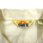 90s SUN II Box Cuban Shirt L Cream Polyester Cotton Embroidery