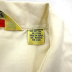 90s SUN II Box Cuban Shirt L Cream Polyester Cotton Embroidery