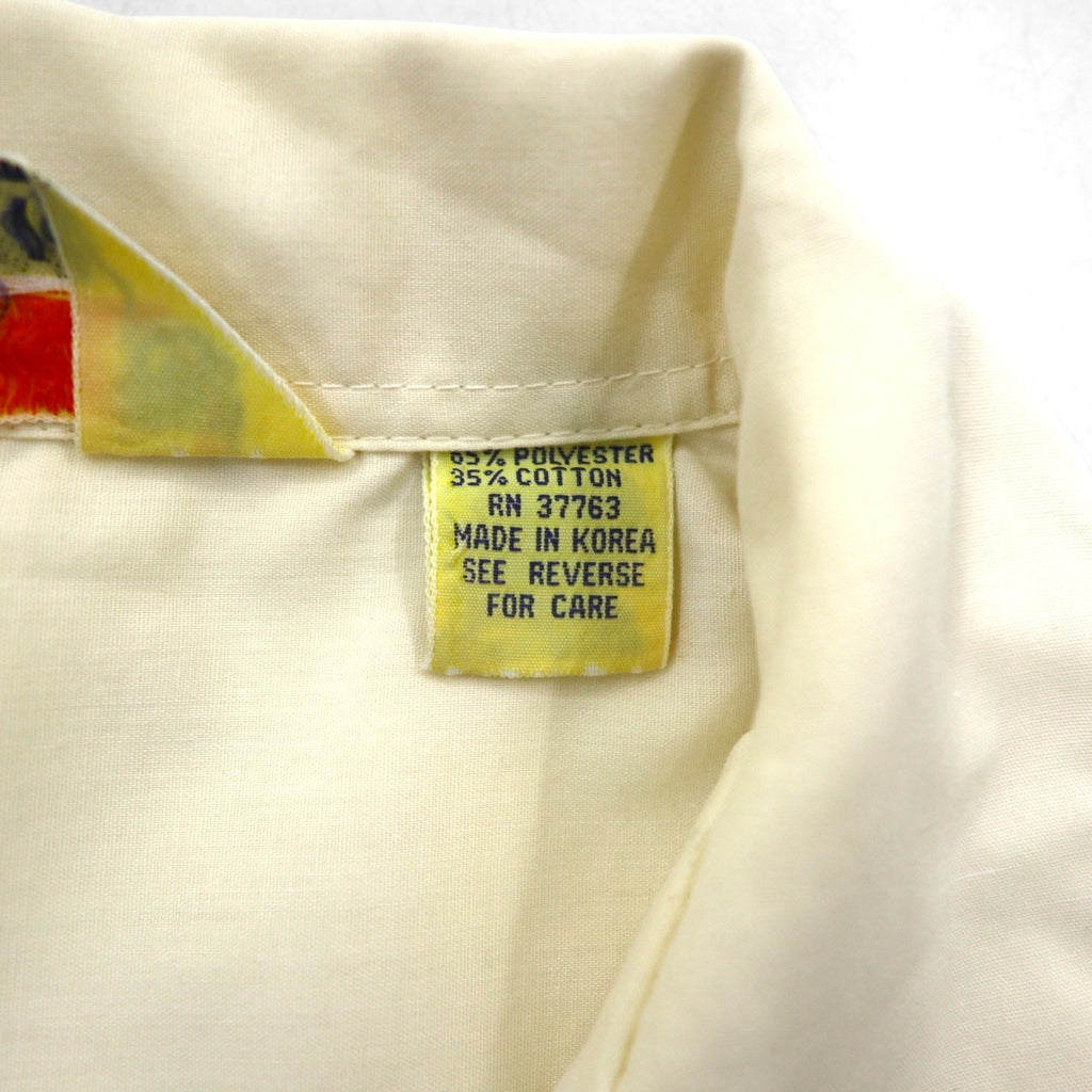 90s SUN II Box Cuban Shirt L Cream Polyester Cotton Embroidery