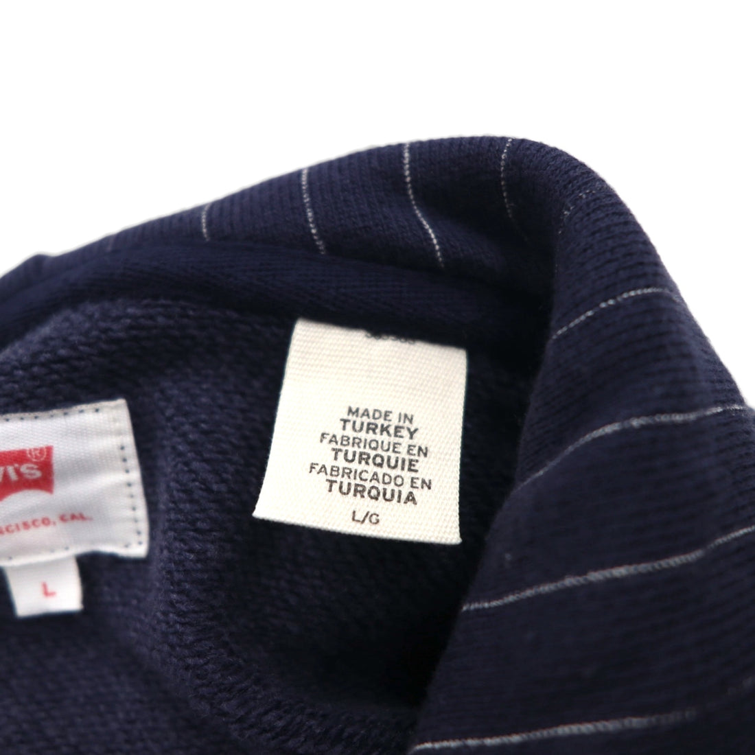 Levi's Wabash Pullover Hoodie, Size L, Navy Stripes, Front Pocket, 56808-0018