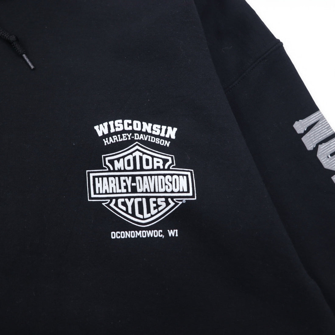 HARLEY DAVIDSON Big Size Full Zip Hoodie 3XL Black Cotton Back Logo Skull