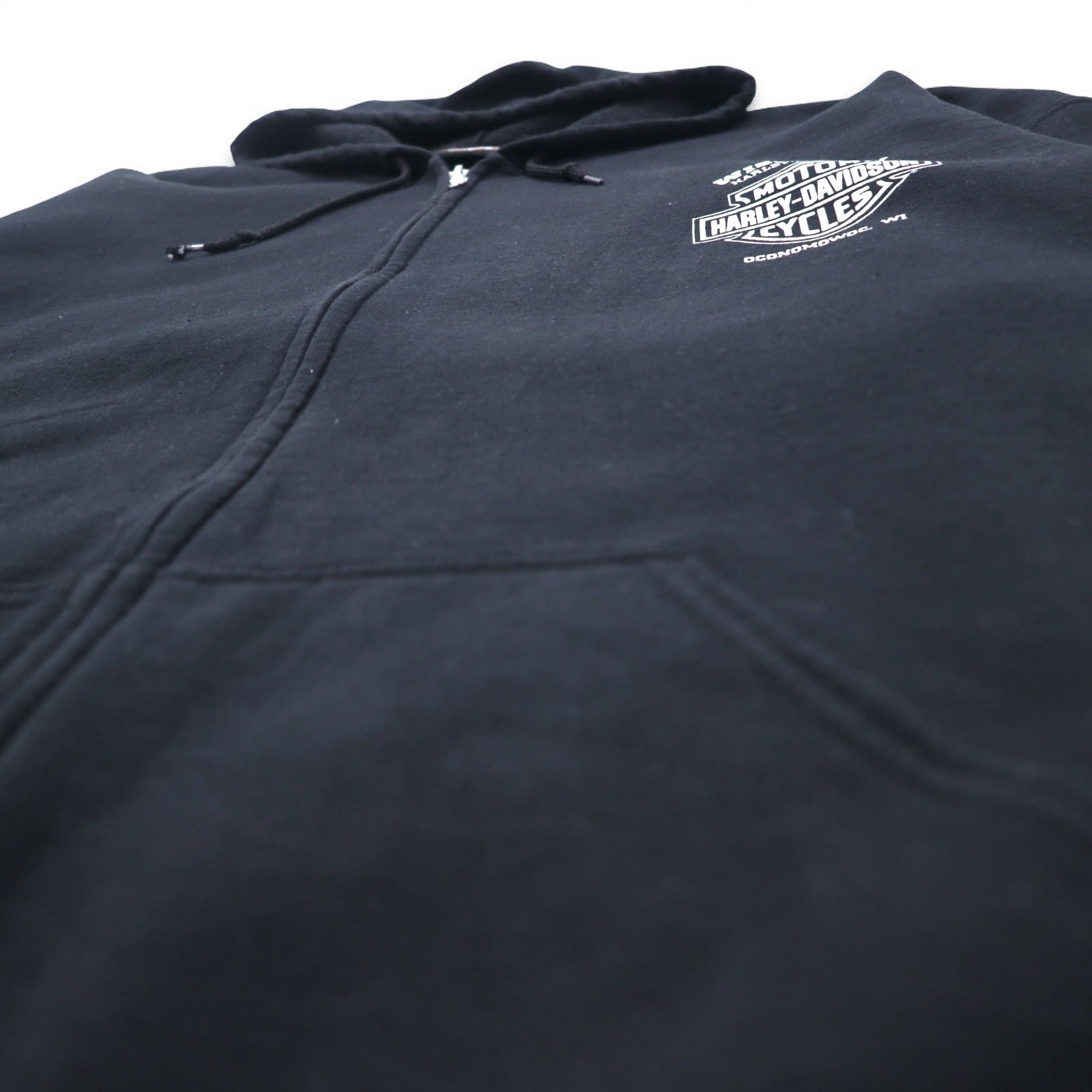 HARLEY DAVIDSON ビッグサイズ フルジップパーカー 3XL ブラック コットン バックロゴ スカル