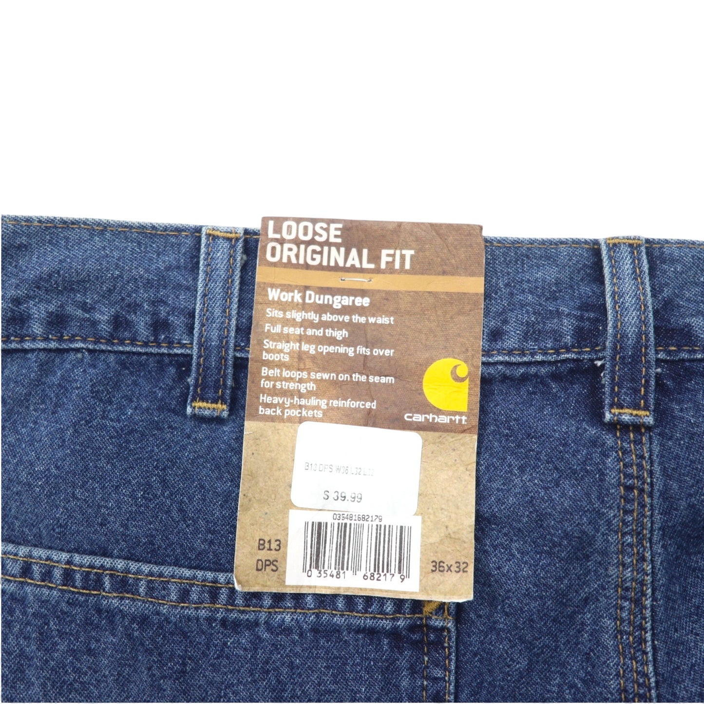 carhartt デニムパンツ ペインターパンツ 36 ブルー コットン LOOSE FIT WORK DUNGAREE PANT B13DPS 未使用品