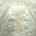 90s SUN II Box Cuban Shirt L Cream Polyester Cotton Embroidery