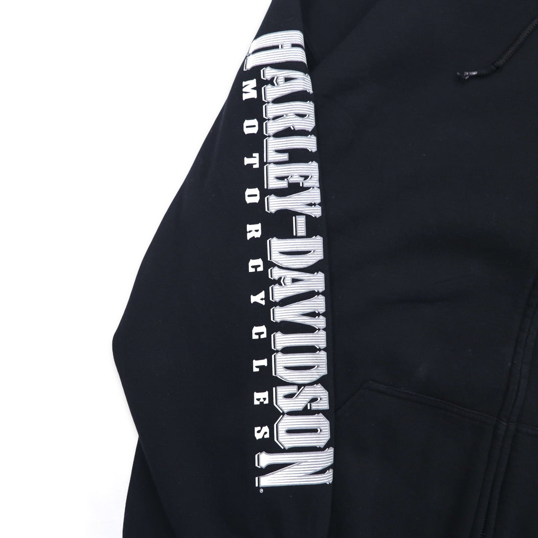 HARLEY DAVIDSON Big Size Full Zip Hoodie 3XL Black Cotton Back Logo Skull