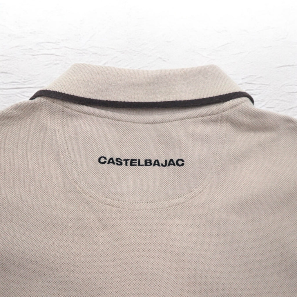 CASTELBAJAC SPORT 90s Long Sleeve Polo Shirt XL Beige Cotton Character Embroidery