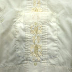 90s SUN II Box Cuban Shirt L Cream Polyester Cotton Embroidery