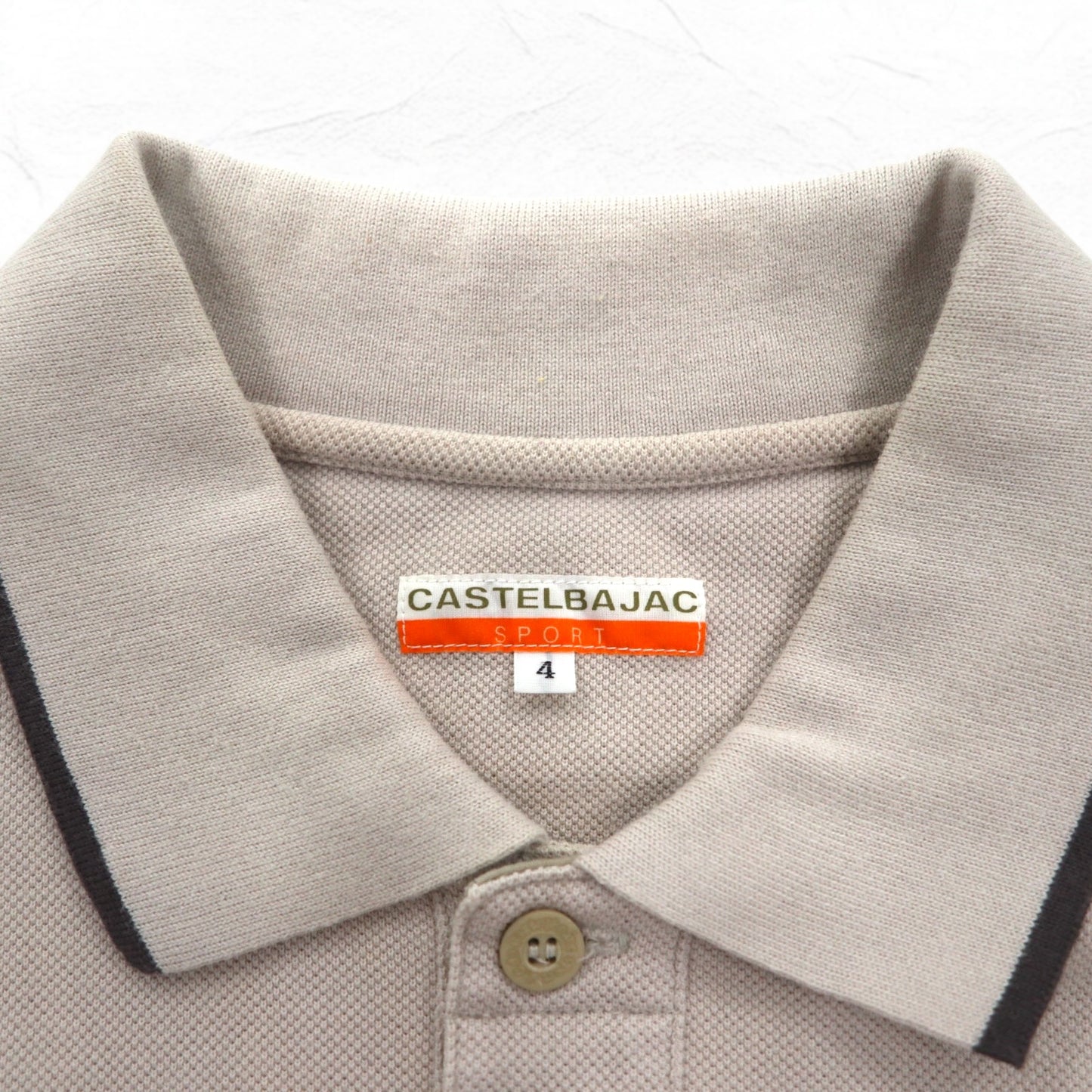CASTELBAJAC SPORT 90年代 長袖 ポロシャツ XL ベージュ コットン キャラクター刺繍