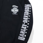 HARLEY DAVIDSON ビッグサイズ フルジップパーカー 3XL ブラック コットン バックロゴ スカル
