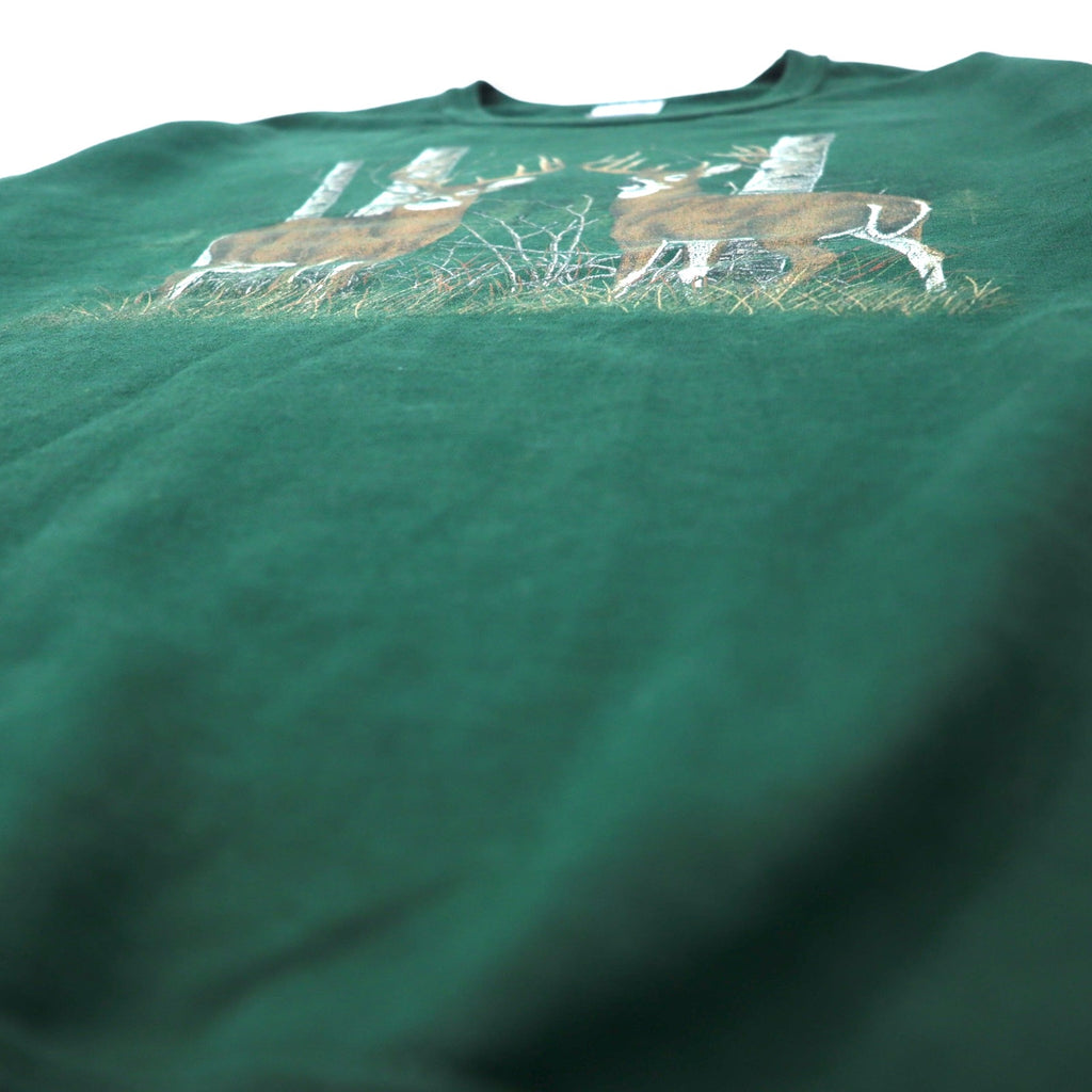 JERZEES ANIMAL PRINT SWEATSHIRT S GREEN COTTON NUBLEND DEER MADE IN HONDURAS