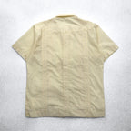 90s SUN II Box Cuban Shirt L Cream Polyester Cotton Embroidery