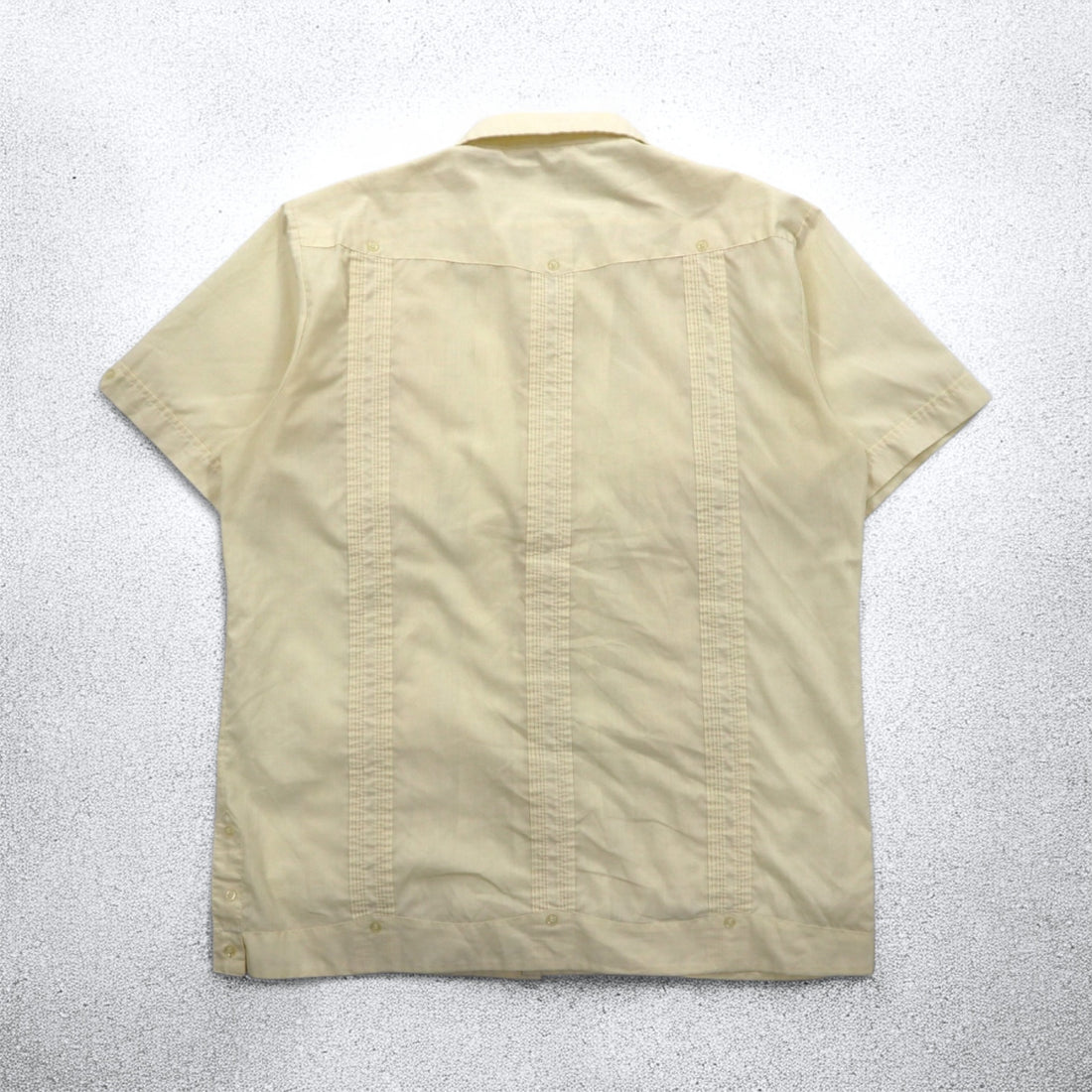 90s SUN II Box Cuban Shirt L Cream Polyester Cotton Embroidery