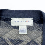 ROBERT STOCK 90年代 ジャガード ニット Vネック カーディガン XL ネイビー ボーダー