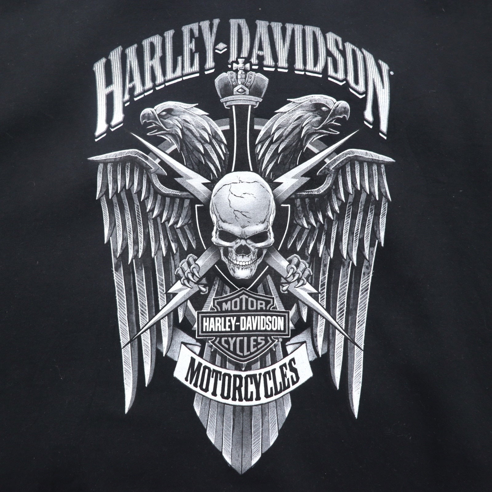 HARLEY DAVIDSON ビッグサイズ フルジップパーカー 3XL ブラック コットン バックロゴ スカル