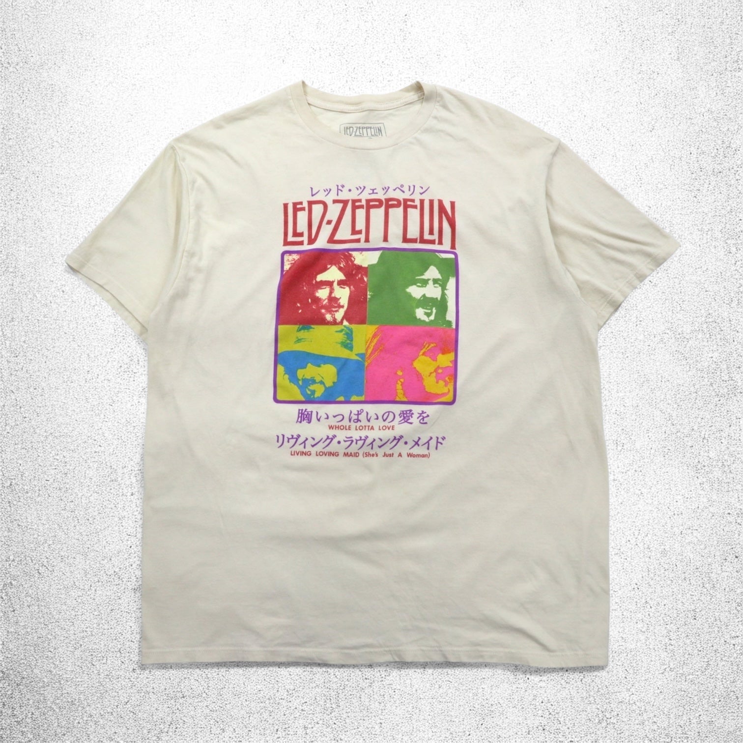LED ZEPPELIN レッドツェッペリン ロック バンド 日本語 邦題 Tシャツ 2XL クリーム 胸いっぱいの愛を