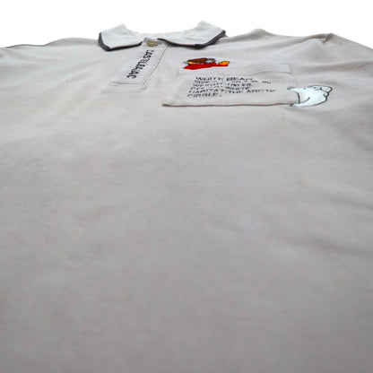 CASTELBAJAC SPORT 90年代 長袖 ポロシャツ XL ベージュ コットン キャラクター刺繍