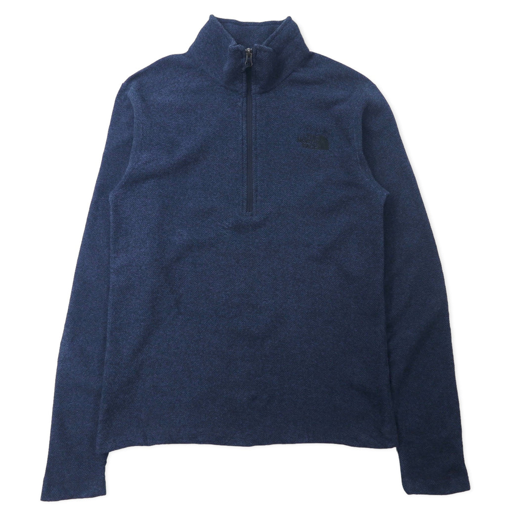 日本然リトテ-古着オンライン-THE NORTH FACE ハーフジップ フリースジャケット S ネイビー ポリエステル ロゴ刺繍-THE NORTH FACE Half Zip FLEECE Jacket S Navy Polyester Logo Embroidery