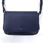 agnes b. Leather shoulder bag, navy, cowhide LS15-02