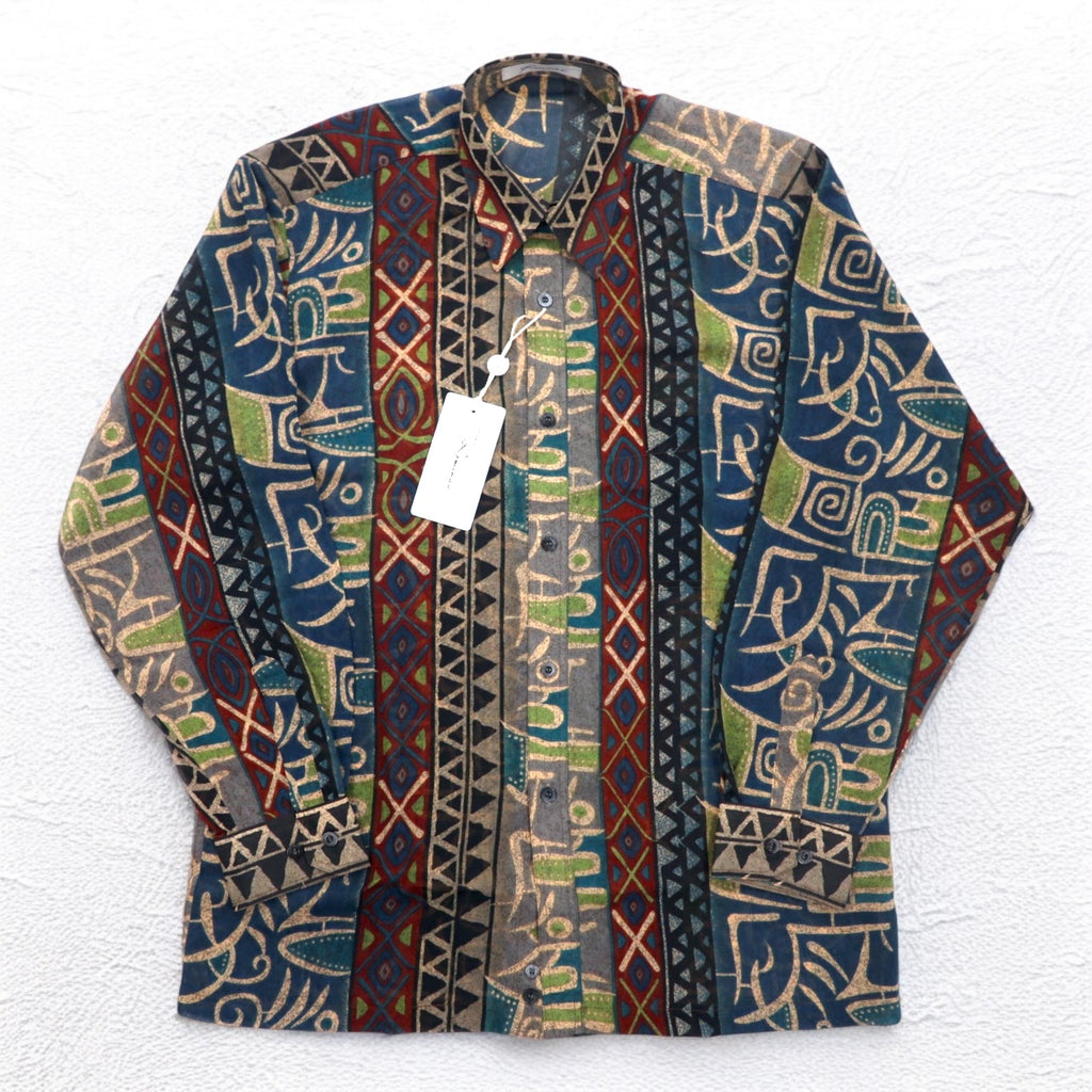 Vintage 90s Japan Made Native Shirt Roman Rominas 90s Retro All-over Print Poly Shirt M Native Made in Japan Unused