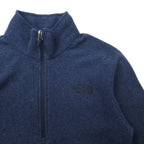 THE NORTH FACE Half Zip Fleece Jacket S Navy Polyester Logo Embroidery