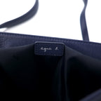 agnes b. Leather shoulder bag, navy, cowhide LS15-02