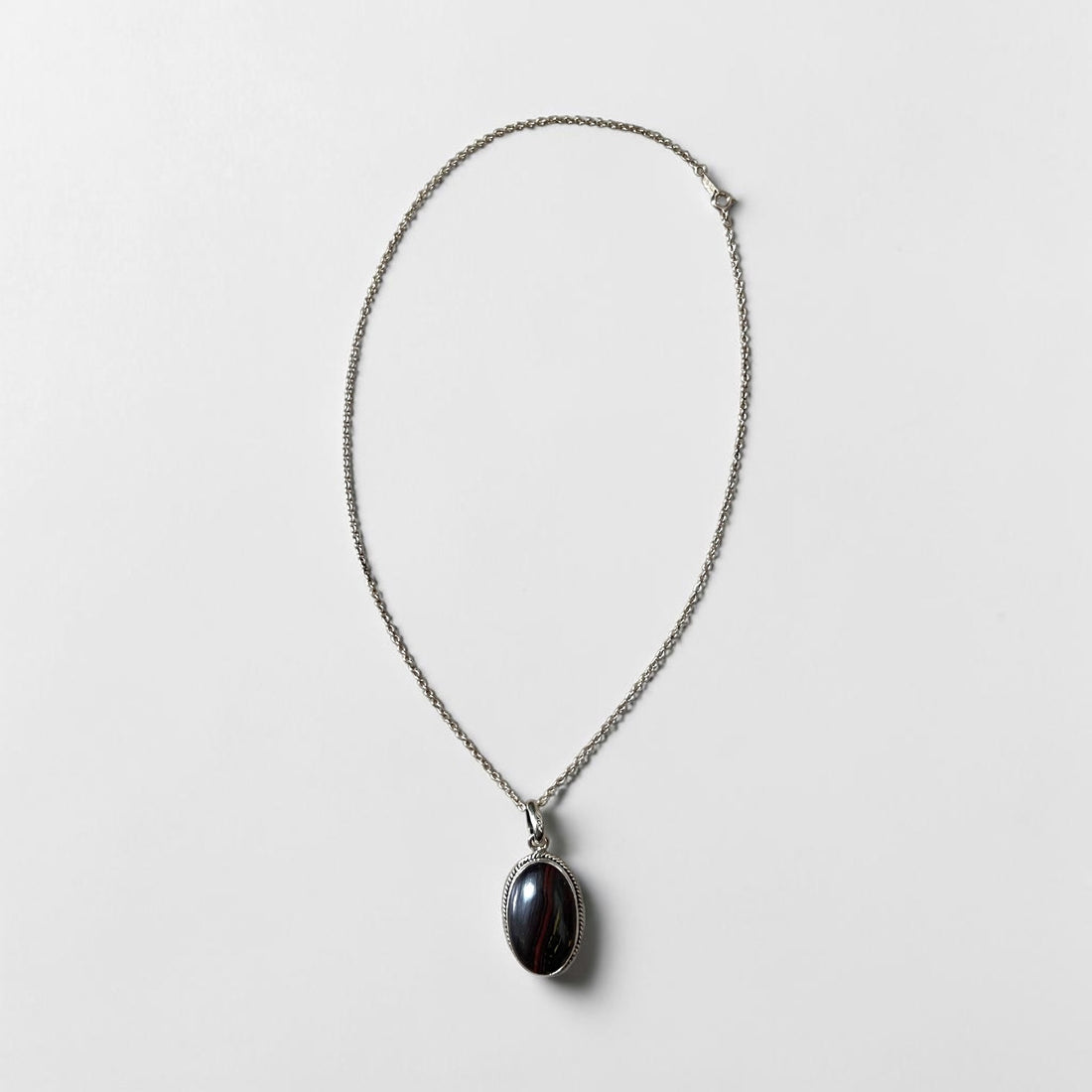 Vintage Sterling Silver 925 Necklace タイガーアイ シルバーネックレス ブラウン カボション ストーン ペンダント