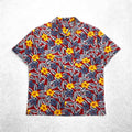 CHAPS RALPH LAUREN 90s Aloha Shirt L Red Cotton All-over Hibiscus Chest Pocket