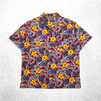 CHAPS RALPH LAUREN 90s Aloha Shirt L Red Cotton All-over Hibiscus Chest Pocket