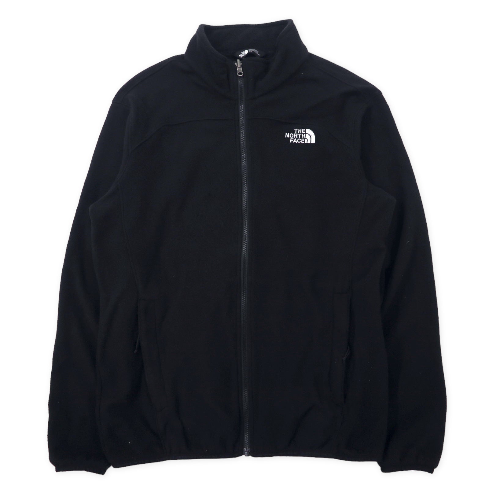 日本然リトテ-古着オンライン-THE NORTH FACE フルジップ フリースジャケット L ブラック ポリエステル ロゴ刺繍-THE NORTH FACE Full Zip FLEECE Jacket L Black polyester logo embroidery