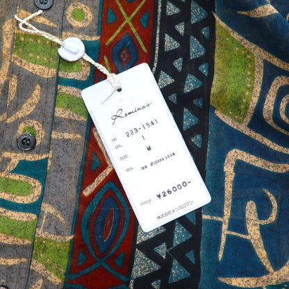 Vintage 90s Japan Made Native Shirt Roman Rominas 90年代 レトロ 総柄 ポリシャツ M ネイティブ 日本製 未使用品