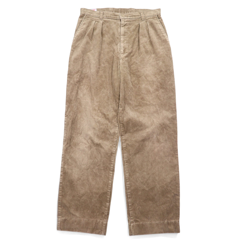 日本然リトテ-古着オンライン-LEVI'S イギリス製 90年代 ユーロ タック ワイド コーデュロイパンツ 33 ベージュ コットン PANT FAMILY 299 3484 4584-LEVI'S UK Made 90's Euro Tuck Wide Corduroy Pants 33 Beige Cotton PANT FAMILY 299 3484 4584