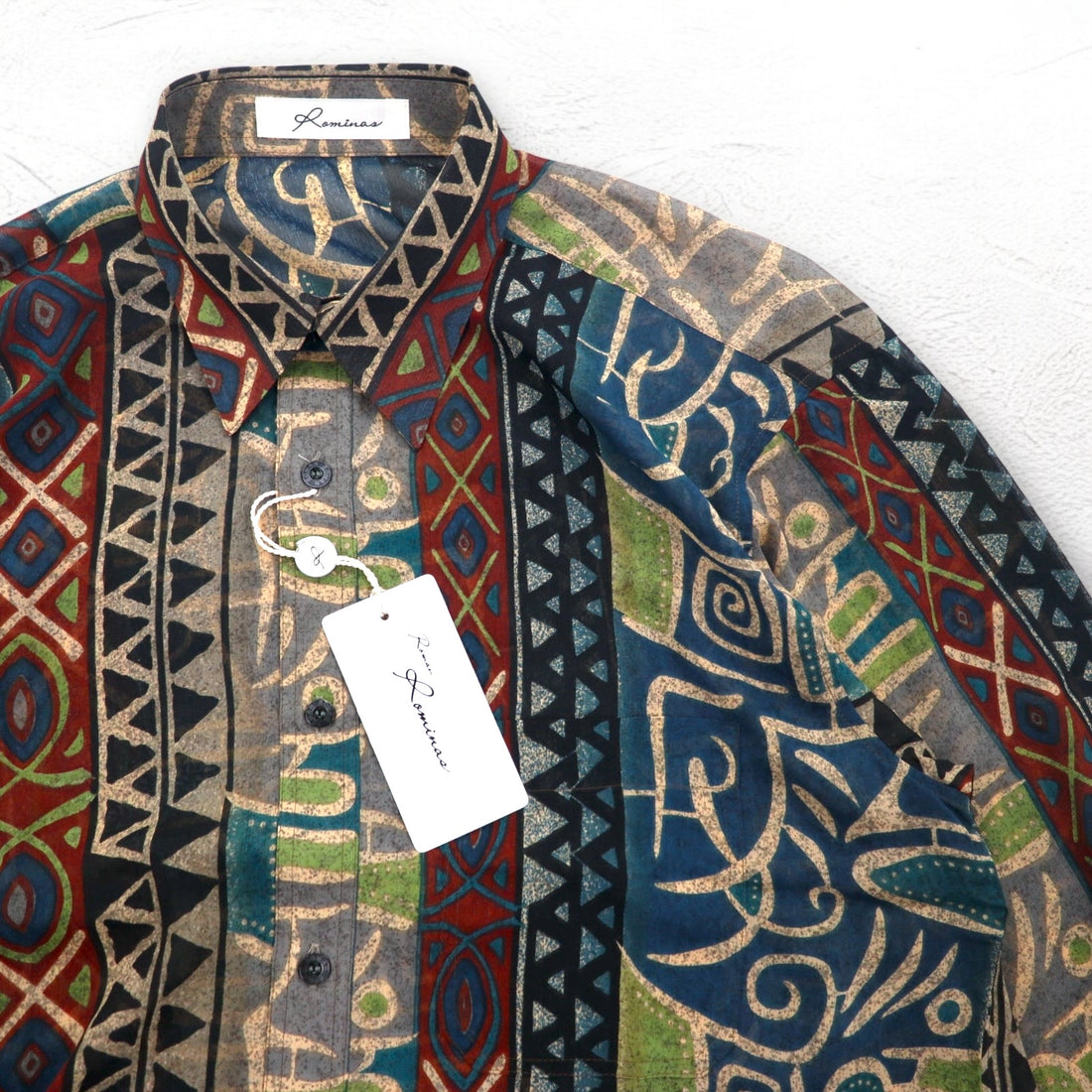 Vintage 90s Japan Made Native Shirt Roman Rominas 90s Retro All-over Print Poly Shirt M Native Made in Japan Unused