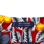 CHAPS RALPH LAUREN 90s Aloha Shirt L Red Cotton All-over Hibiscus Chest Pocket