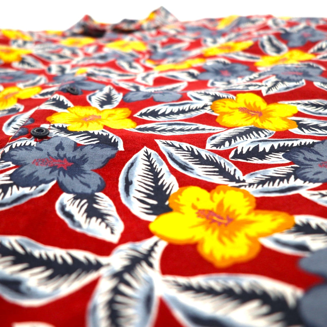 CHAPS RALPH LAUREN 90s Aloha Shirt L Red Cotton All-over Hibiscus Chest Pocket