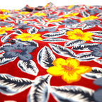 CHAPS RALPH LAUREN 90s Aloha Shirt L Red Cotton All-over Hibiscus Chest Pocket