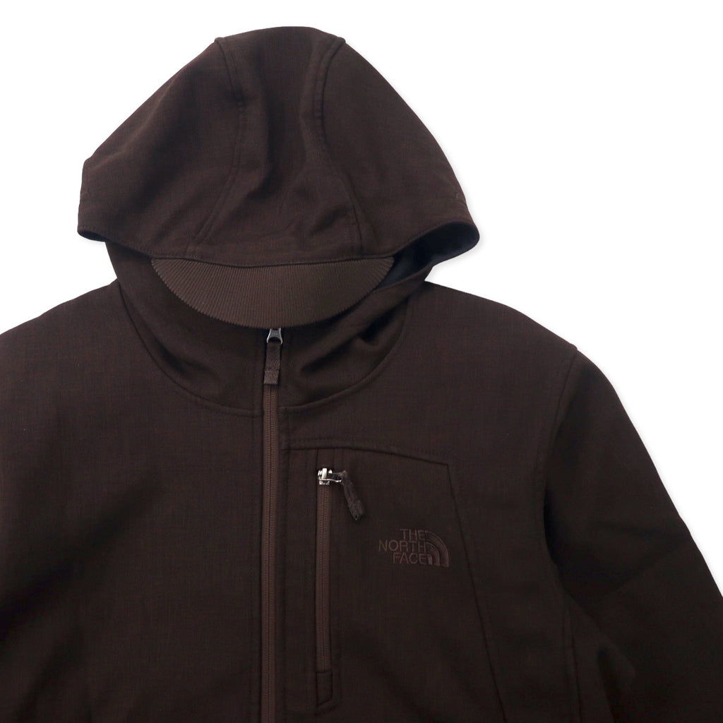 THE NORTH FACE Apex Soft Shell Jacket Hoodie M Brown Polyester Fleece Liner Logo Embroidery TNF APEX