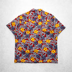 CHAPS RALPH LAUREN 90s Aloha Shirt L Red Cotton All-over Hibiscus Chest Pocket