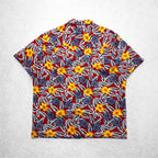 CHAPS RALPH LAUREN 90s Aloha Shirt L Red Cotton All-over Hibiscus Chest Pocket
