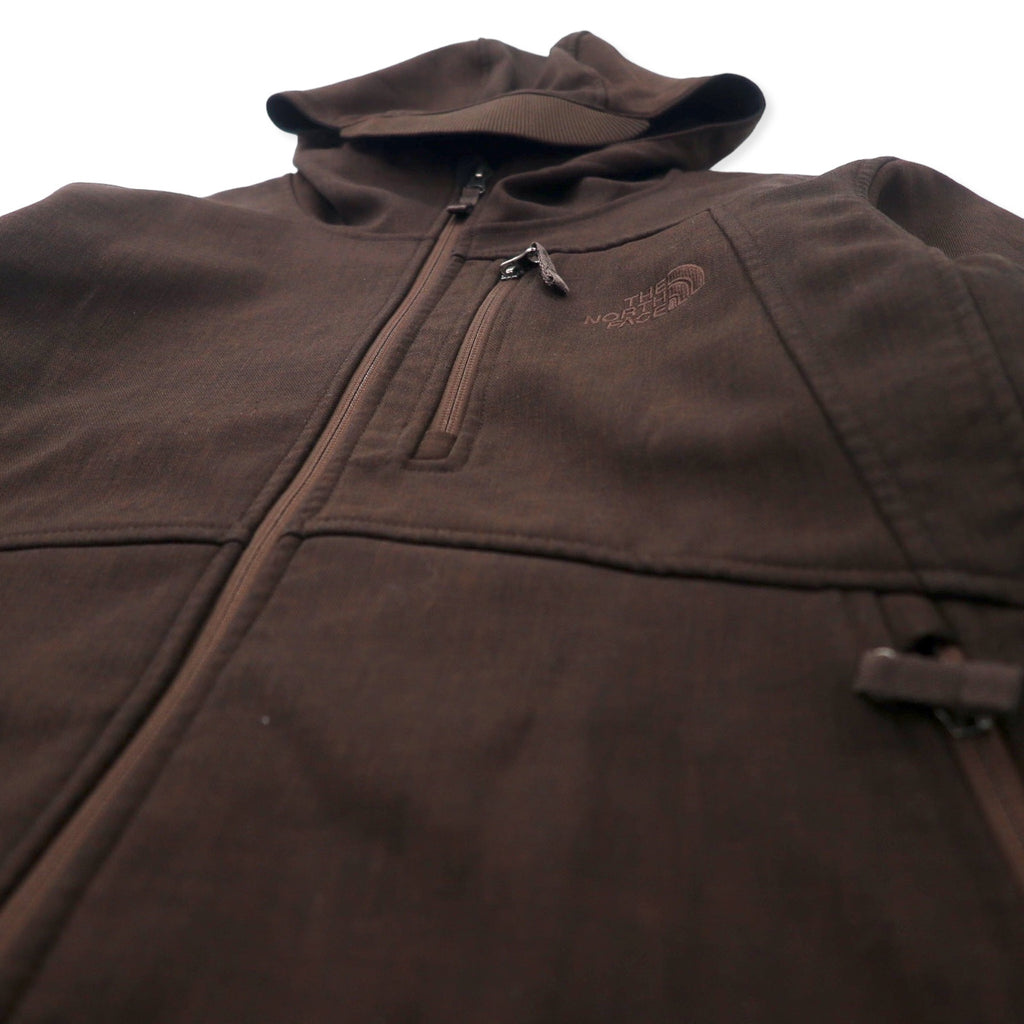 THE NORTH FACE Apex Soft Shell Jacket Hoodie M Brown Polyester Fleece Liner Logo Embroidery TNF APEX
