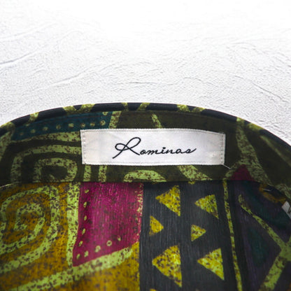Vintage 90s Japan Made Native Shirt Roman Rominas 90年代 レトロ 総柄 ポリシャツ M マルチカラー ネイティブ 日本製 未使用品