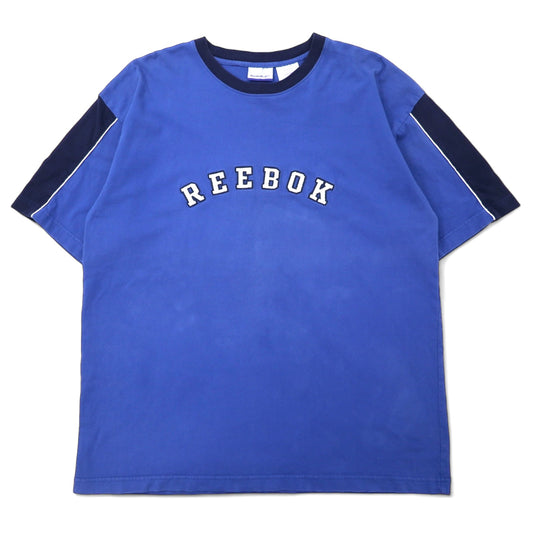 日本然リトテ-古着オンライン-Reebok 00年代 ロゴ刺繍 Tシャツ XL ブルー コットン スリランカ製-Reebok 00's Logo Embroidery T-Shirt XL Blue Cotton Sri Lanka Made