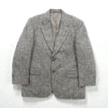 GRESHAM 90s Tweed Tailored Jacket, Nep, 2B, Leather, Medium, Gray Wool