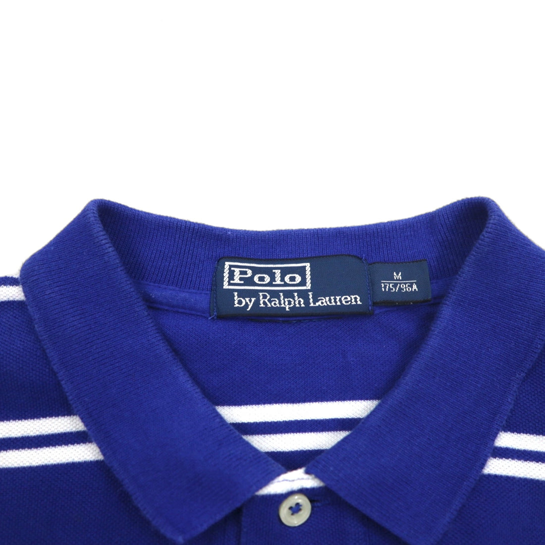 Polo by Ralph Lauren 90s Striped Polo Shirt, Medium, Blue, Cotton, Pique, Small Pony Embroidery
