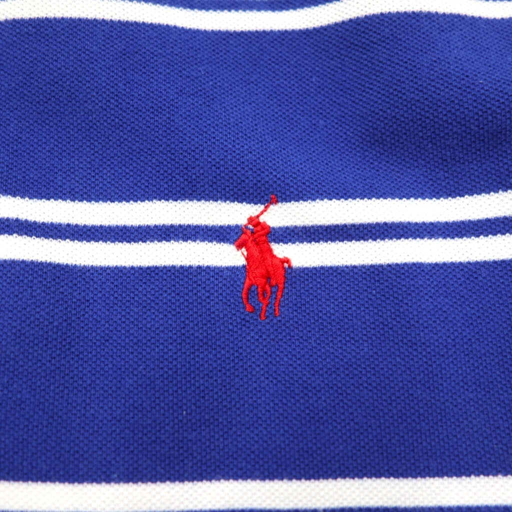 Polo by Ralph Lauren 90s Striped Polo Shirt, Medium, Blue, Cotton, Pique, Small Pony Embroidery