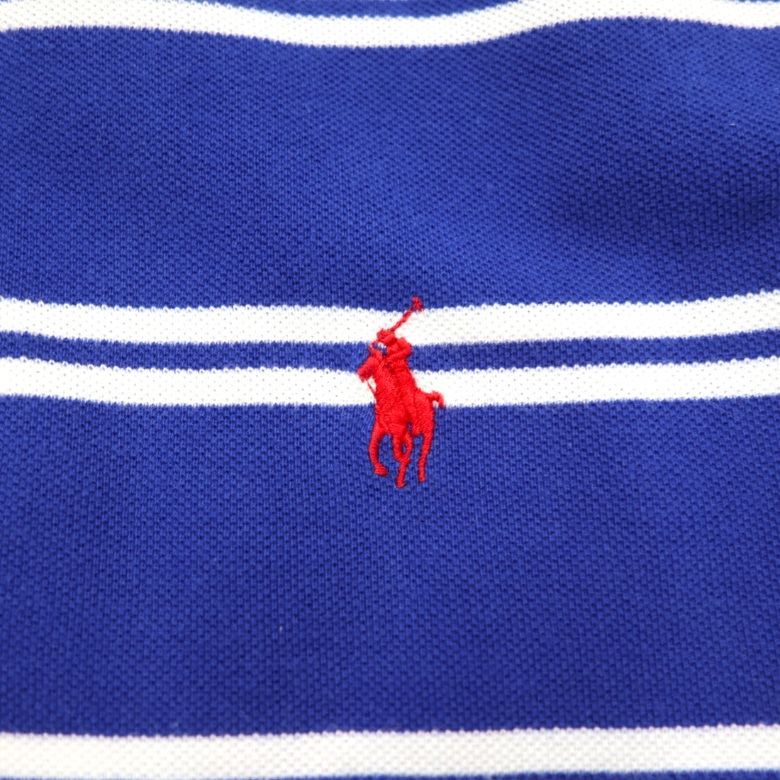 Polo by Ralph Lauren 90s Striped Polo Shirt, Medium, Blue, Cotton, Pique, Small Pony Embroidery