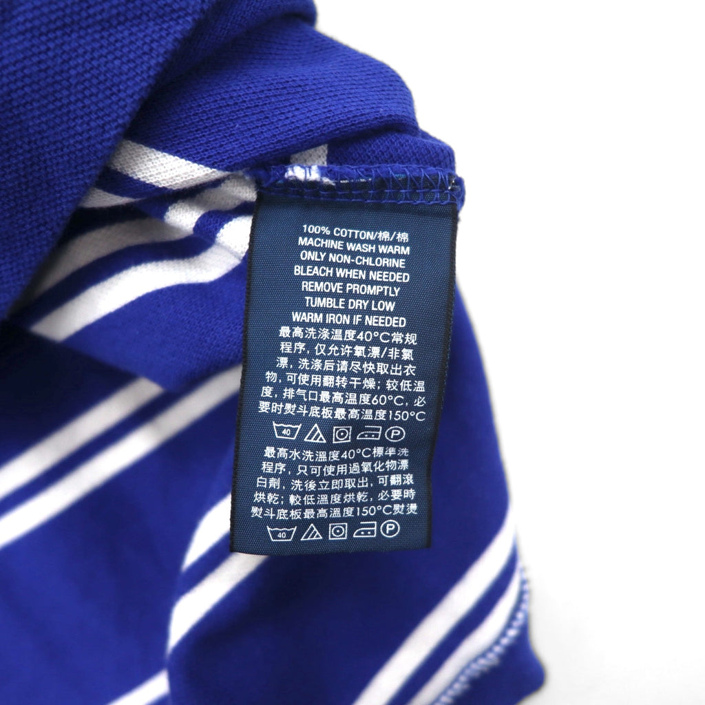 Polo by Ralph Lauren 90s Striped Polo Shirt, Medium, Blue, Cotton, Pique, Small Pony Embroidery