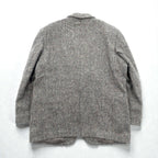 GRESHAM 90s Tweed Tailored Jacket, Nep, 2B, Leather, Medium, Gray Wool