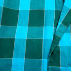 Sears 70s Gown Coat M Blue Check Cotton Polyester PERMA PREST