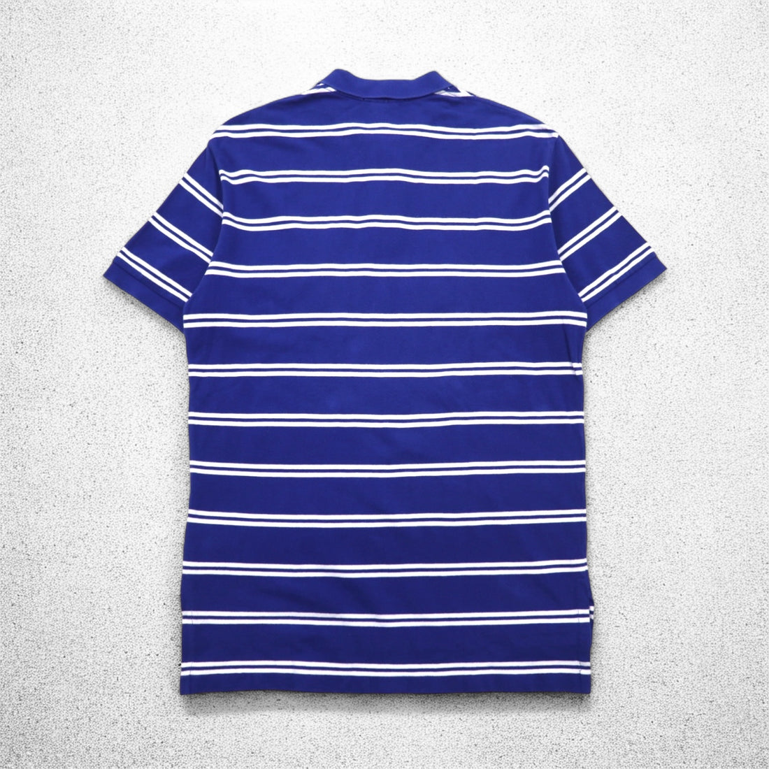 Polo by Ralph Lauren 90s Striped Polo Shirt, Medium, Blue, Cotton, Pique, Small Pony Embroidery